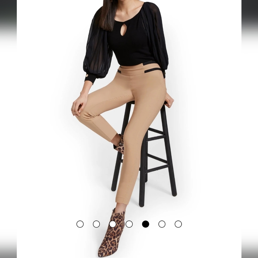 NY&C Whitney High-Waisted Pull-On Slim-Leg Ankle Pant - Top Stripes
